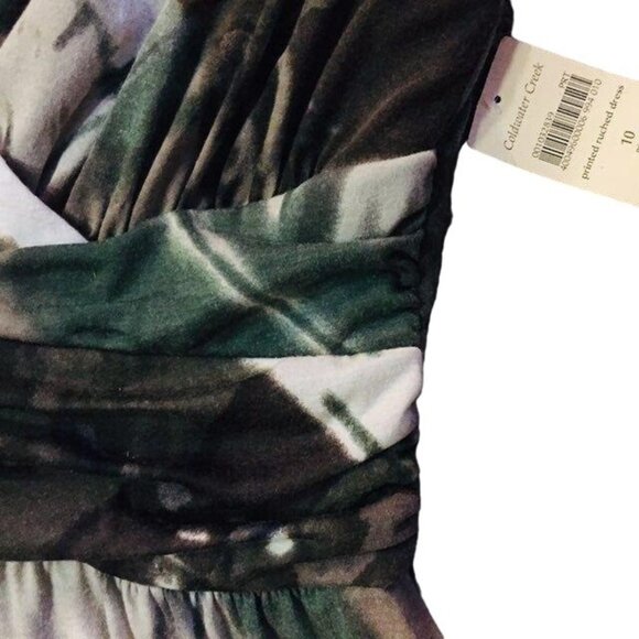 Coldwater Creek Dress Womens 10 NEW Printed Ruched Cap Sleeve Lined Fall - Picture 8 of 12